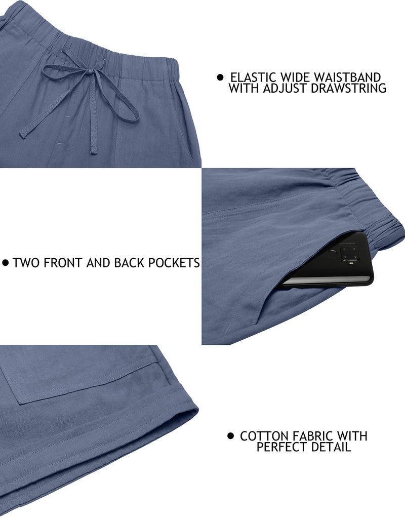 KISSMODA Women's Casual Linen Shorts Drawstring Elastic Waist Short Pant with Pocket Short Dress - Image 3
